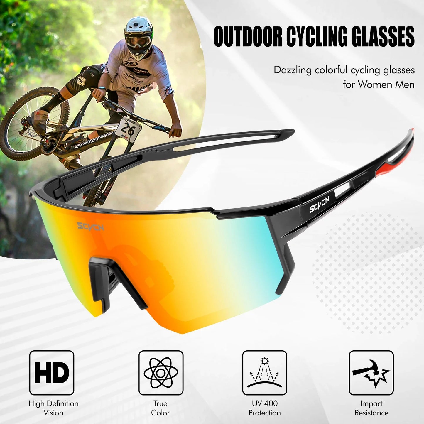 Fashion Sunglasses for Men Sport Cycling Glasses Bike Bicycle Hiking Camping Golf UV400 Protection Glasses Women Baseball